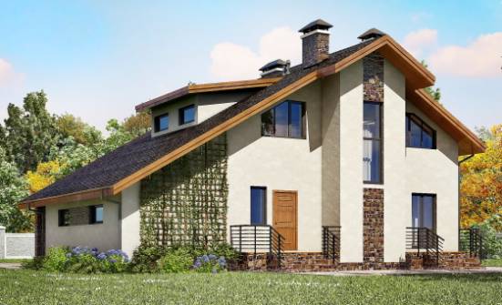 180-008-П Проект двухэтажного дома мансардой и гаражом, классический домик из газосиликатных блоков Ядрин | Проекты домов от House Expert