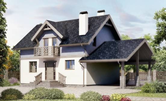 150-011-П Проект двухэтажного дома с мансардой и гаражом, уютный загородный дом из арболита Шумерля | Проекты домов от House Expert