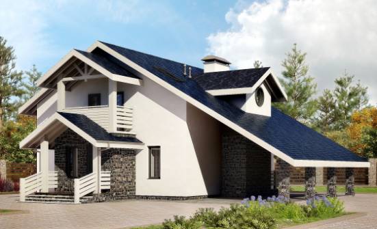 155-010-П Проект двухэтажного дома с мансардой и гаражом, бюджетный дом из арболита Ядрин | Проекты домов от House Expert