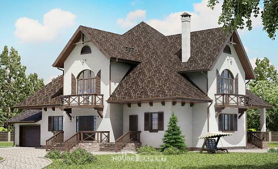 350-001-Л Проект двухэтажного дома с мансардой, гараж, красивый дом из теплоблока Алатырь | Проекты домов от House Expert