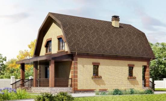 130-005-Л Проект двухэтажного дома с мансардой, скромный загородный дом из керамзитобетонных блоков Канаш | Проекты домов от House Expert