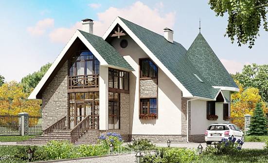 170-003-Л Проект двухэтажного дома с мансардой, бюджетный домик из теплоблока Ядрин | Проекты домов от House Expert