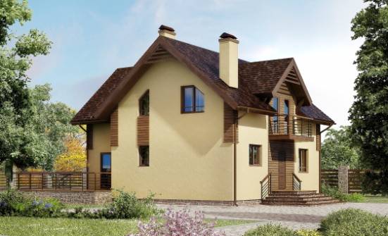 150-009-Л Проект двухэтажного дома с мансардным этажом, небольшой дом из бризолита Новочебоксарск | Проекты домов от House Expert