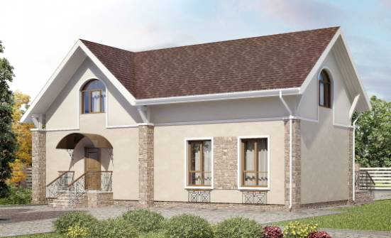 150-012-Л Проект двухэтажного дома мансардой, уютный коттедж из арболита Ядрин | Проекты домов от House Expert