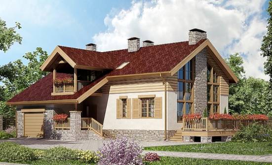 165-002-П Проект двухэтажного дома мансардой, гараж, бюджетный домик из теплоблока Шумерля | Проекты домов от House Expert