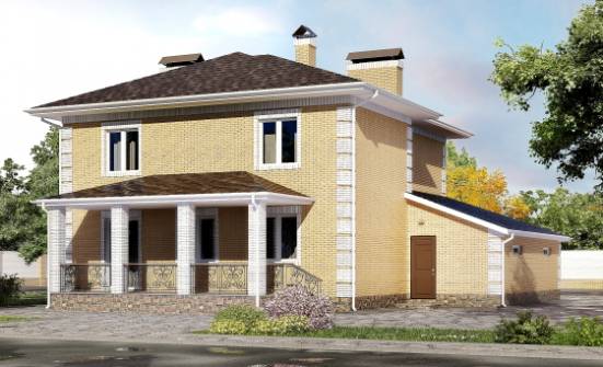220-006-Л Проект двухэтажного дома и гаражом, красивый коттедж из поризованных блоков Алатырь | Проекты домов от House Expert
