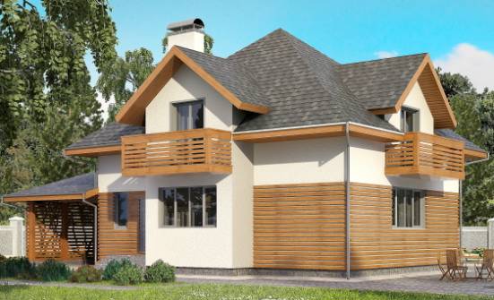 155-004-П Проект двухэтажного дома мансардой и гаражом, компактный домик из твинблока Чебоксары | Проекты домов от House Expert