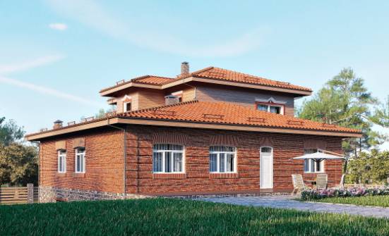 380-002-Л Проект трехэтажного дома и гаражом, уютный домик из кирпича Новочебоксарск | Проекты домов от House Expert