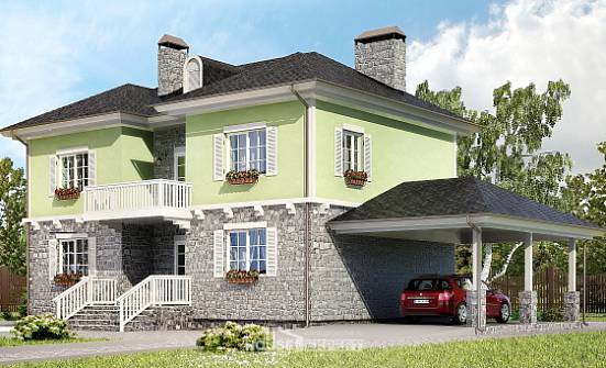 155-006-П Проект двухэтажного дома, гараж, недорогой коттедж из поризованных блоков Ядрин | Проекты домов от House Expert