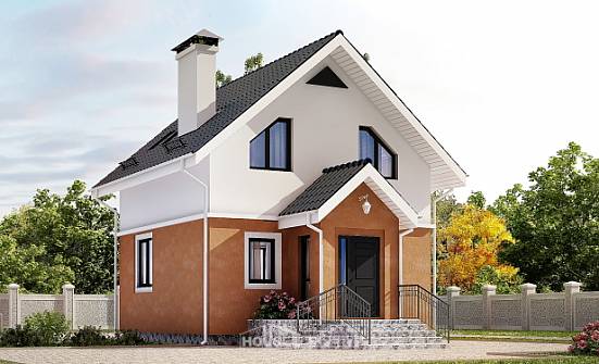 070-001-Л Проект двухэтажного дома с мансардой, скромный коттедж из поризованных блоков Шумерля | Проекты домов от House Expert