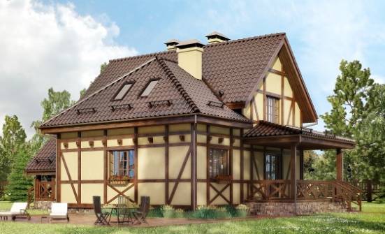 160-003-П Проект двухэтажного дома мансардой, недорогой домик из блока Новочебоксарск | Проекты домов от House Expert