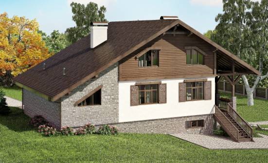 300-003-П Проект трехэтажного дома мансардный этаж, гараж, уютный домик из кирпича Шумерля | Проекты домов от House Expert