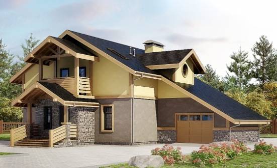 180-011-П Проект двухэтажного дома с мансардой, гараж, экономичный коттедж из пеноблока Чебоксары | Проекты домов от House Expert
