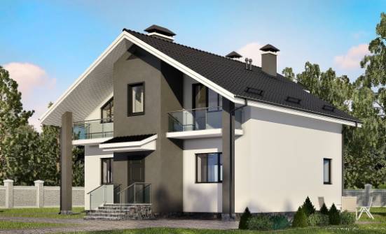 150-005-Л Проект двухэтажного дома с мансардой, экономичный загородный дом из газосиликатных блоков Канаш | Проекты домов от House Expert