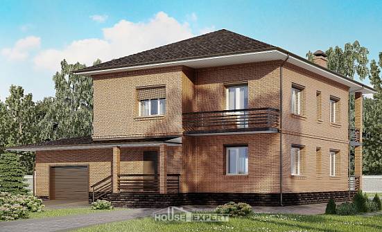 245-003-Л Проект двухэтажного дома, гараж, просторный загородный дом из кирпича Новочебоксарск | Проекты домов от House Expert