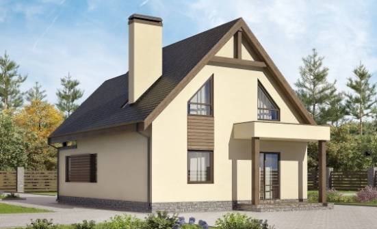 120-005-Л Проект двухэтажного дома мансардой, гараж, небольшой загородный дом из арболита Ядрин | Проекты домов от House Expert
