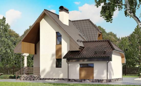 150-001-Л Проект двухэтажного дома мансардой и гаражом, современный коттедж из газобетона Чебоксары | Проекты домов от House Expert