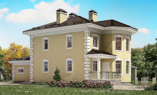 150-006-Л Проект двухэтажного дома и гаражом, бюджетный коттедж из бризолита Канаш | Проекты домов от House Expert