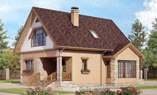 140-002-П Проект двухэтажного дома мансардой, классический коттедж из газобетона Чебоксары | Проекты домов от House Expert