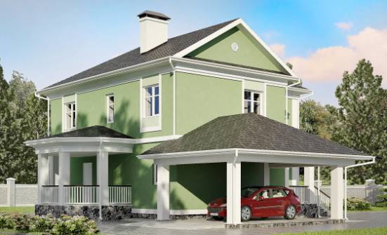 170-001-Л Проект двухэтажного дома и гаражом, бюджетный загородный дом из керамзитобетонных блоков Новочебоксарск | Проекты домов от House Expert