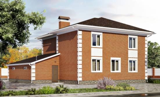 220-004-Л Проект двухэтажного дома и гаражом, современный коттедж из кирпича Шумерля | Проекты домов от House Expert