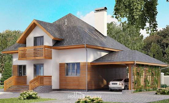 155-004-П Проект двухэтажного дома мансардой и гаражом, компактный домик из твинблока Чебоксары | Проекты домов от House Expert