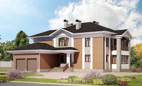 520-002-Л Проект трехэтажного дома и гаражом, просторный дом из блока Алатырь | Проекты домов от House Expert