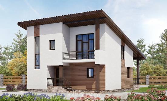 140-005-П Проект двухэтажного дома с мансардным этажом, компактный коттедж из твинблока Ядрин | Проекты домов от House Expert