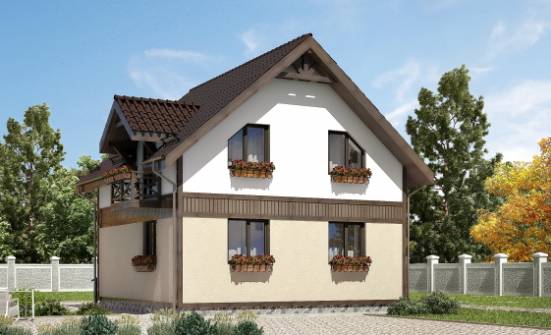 105-001-П Проект двухэтажного дома с мансардным этажом, доступный дом из арболита Ядрин | Проекты домов от House Expert