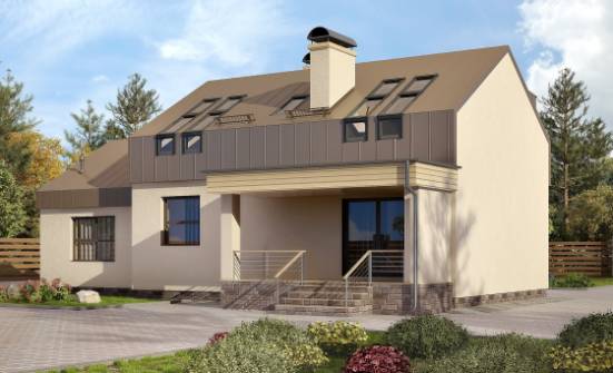 150-015-Л Проект двухэтажного дома с мансардным этажом, гараж, компактный домик из поризованных блоков Шумерля | Проекты домов от House Expert