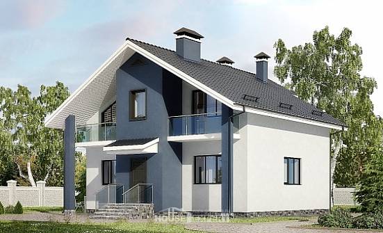 150-005-П Проект двухэтажного дома с мансардным этажом, уютный домик из арболита Чебоксары | Проекты домов от House Expert