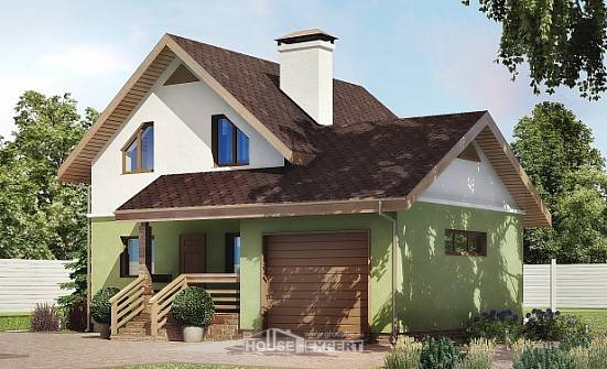 120-002-П Проект двухэтажного дома с мансардой, гараж, уютный коттедж из твинблока Ядрин | Проекты домов от House Expert