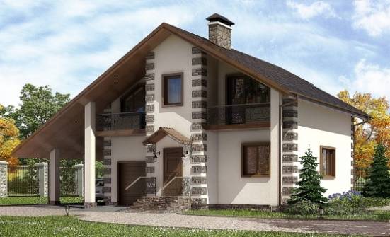 150-003-Л Проект двухэтажного дома мансардный этаж и гаражом, красивый дом из бревен Чебоксары | Проекты домов от House Expert