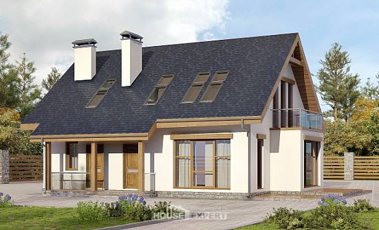 155-012-П Проект двухэтажного дома с мансардным этажом, бюджетный дом из газосиликатных блоков Алатырь | Проекты домов от House Expert