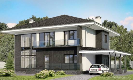245-002-П Проект двухэтажного дома и гаражом, красивый домик из бризолита Чебоксары | Проекты домов от House Expert