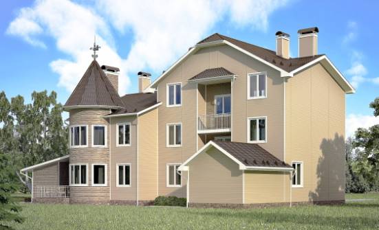 555-001-Л Проект трехэтажного дома с мансардным этажом и гаражом, большой коттедж из пеноблока Новочебоксарск | Проекты домов от House Expert