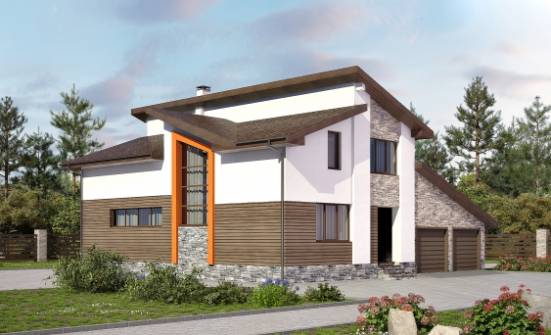 240-004-П Проект двухэтажного дома мансардный этаж, гараж, современный загородный дом из блока Шумерля | Проекты домов от House Expert