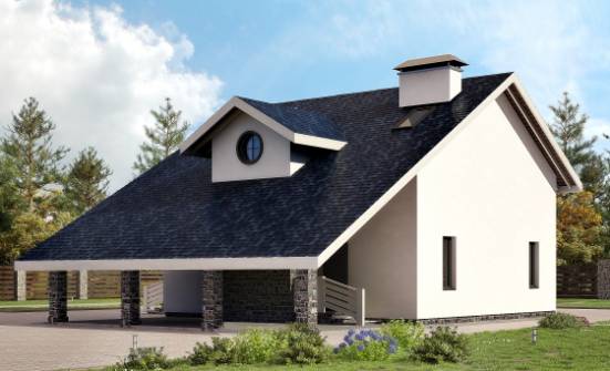 155-010-П Проект двухэтажного дома с мансардой и гаражом, бюджетный дом из арболита Ядрин | Проекты домов от House Expert