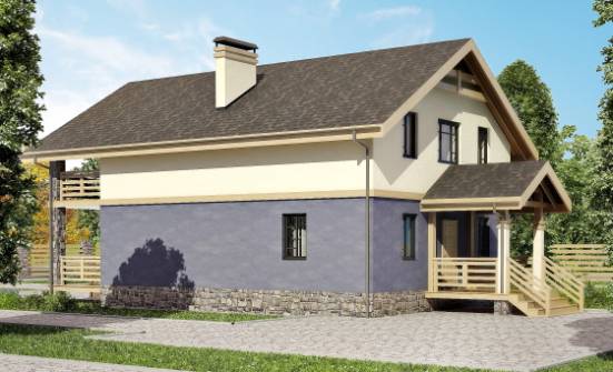 160-010-П Проект двухэтажного дома мансардой, бюджетный коттедж из бризолита Чебоксары | Проекты домов от House Expert