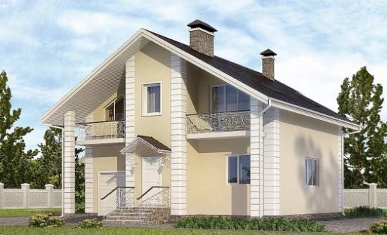 150-002-Л Проект двухэтажного дома мансардой и гаражом, компактный домик из газосиликатных блоков Чебоксары | Проекты домов от House Expert