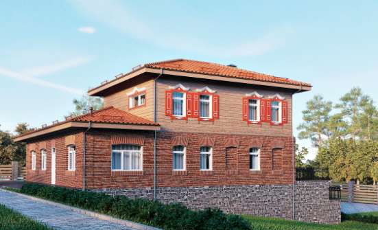 380-002-Л Проект трехэтажного дома и гаражом, уютный домик из кирпича Новочебоксарск | Проекты домов от House Expert