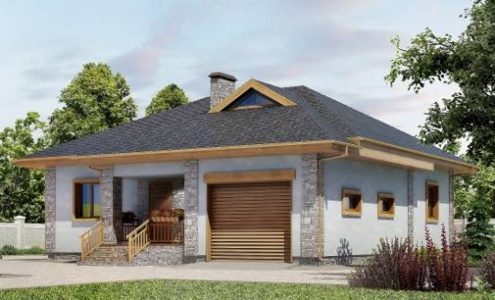 130-006-П Проект одноэтажного дома, гараж, доступный загородный дом из керамзитобетонных блоков Ядрин | Проекты одноэтажных домов от House Expert