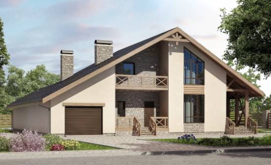 265-001-Л Проект двухэтажного дома мансардой и гаражом, классический коттедж из газобетона Алатырь | Проекты домов от House Expert