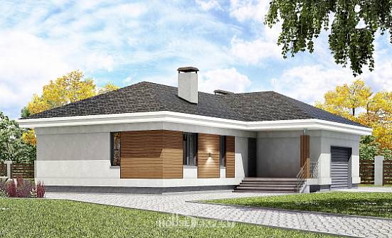 165-001-П Проект одноэтажного дома, гараж, современный дом из газосиликатных блоков Шумерля | Проекты домов от House Expert