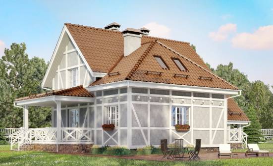 160-003-Л Проект двухэтажного дома мансардный этаж, недорогой домик из твинблока Канаш | Проекты домов от House Expert