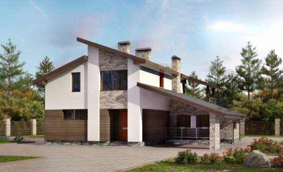 200-010-П Проект двухэтажного дома с мансардой, гараж, простой домик из газобетона Чебоксары | Проекты домов от House Expert