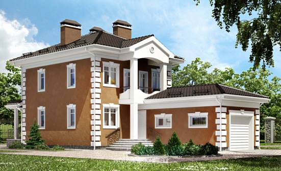 150-006-П Проект двухэтажного дома и гаражом, простой загородный дом из блока Ядрин | Проекты домов от House Expert