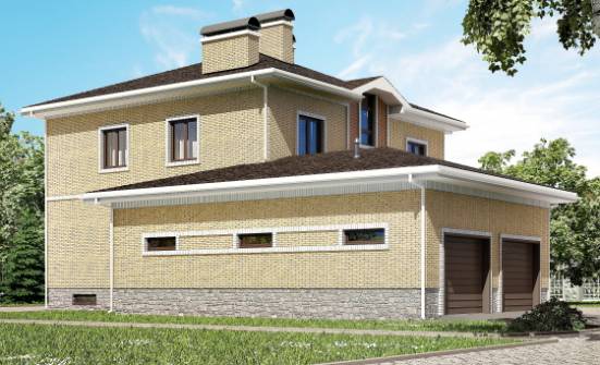 350-002-Л Проект трехэтажного дома, гараж, классический дом из кирпича Шумерля | Проекты домов от House Expert