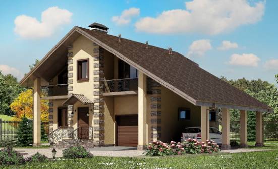150-003-П Проект двухэтажного дома мансардный этаж, гараж, бюджетный домик из газобетона Алатырь | Проекты домов от House Expert