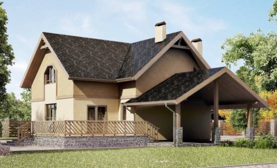 150-011-Л Проект двухэтажного дома с мансардным этажом, гараж, небольшой загородный дом из арболита Алатырь | Проекты домов от House Expert